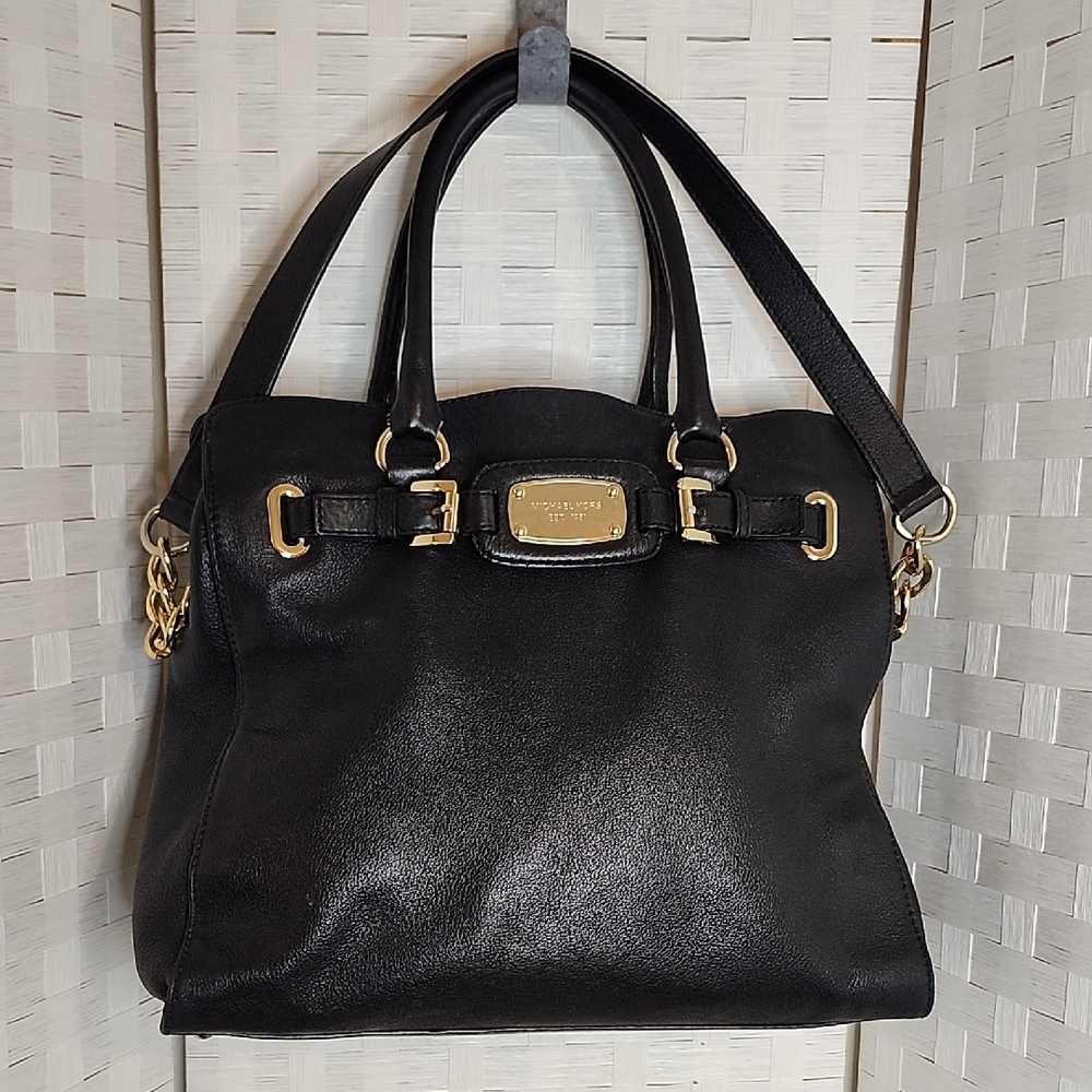 👉*MICHAEL KORS* BLACK & GOLD SHOULDER SATCHEL CROSSBODY BAG
